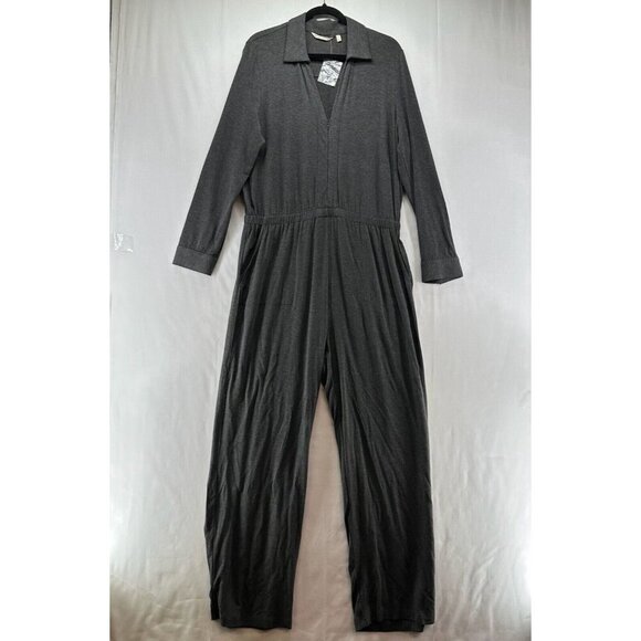 Soft Surroundings Pants - Soft Surroundings Jumpsuit Size L Tamara Cozy Jersey Zip Front Long Sleeve Gray
